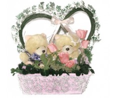 Bear With Flower Arrangement